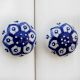 Navy Blue Floral Flat Knob